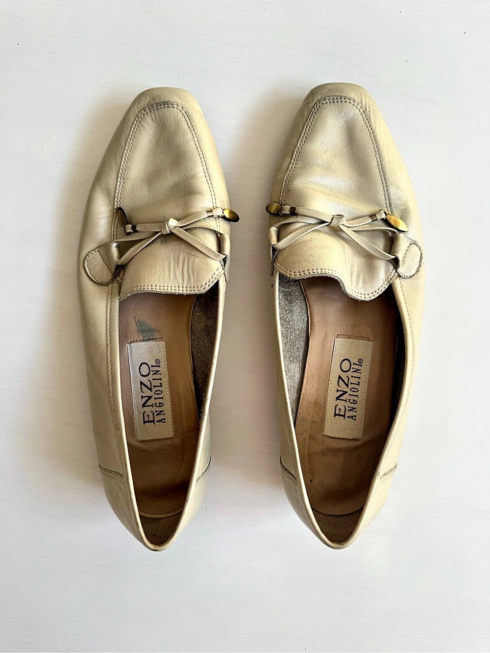 Vintage Enzo Angiolini Leather  Loafers in cream